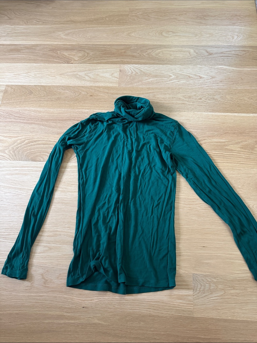 Forest Green Women's Long Sleeve Turtleneck Soft Jersey Top